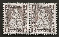 Schweiz Abart sitzende Helvetia 1862 doppelte Wertziffe Falz