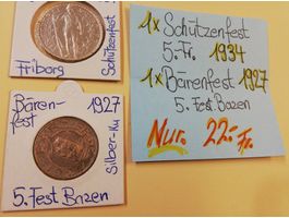 Schweizer Silbermünzen 1x Schützenfest1934/1x Festbazen1927