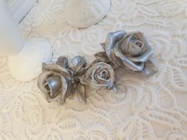 Rose liegend Silber Shabby Chic Vintage Dekoration