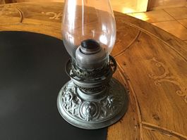 Petroleumlampe, mit Glaszylinder, antik