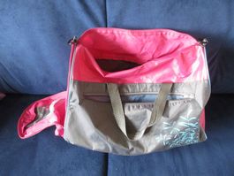 Sporttasche 50 cm, Tasche Pink und grau, 2 Aussentaschen