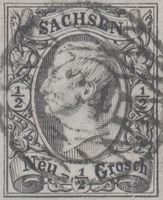 Saxe 8, 1/2 Neugroschen 1855 oblitéré