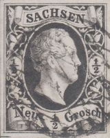 Saxe 3, 1/2 Neugroschen 1851 oblitéré