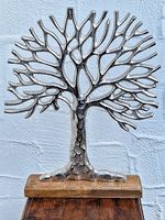 Lebensbaum aus Aluminium, Silberfarben, 36 cm hoch