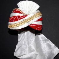 Turban aus Indien Sultan Weiß Rot Gold