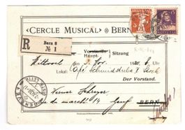 Karte Eingeschrieben Bern 1920, Cercle Musical Bern