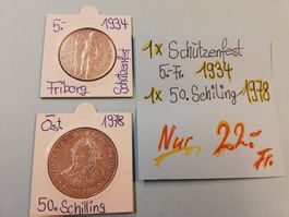 Silbermünzen 50 Schilling1978 s. schön/5Fr. Schützenfest1934