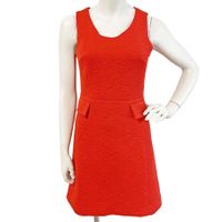 Kleid rot Gr. XS/S mod ärmellos Crimplene VINTAGE 1960s