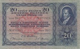 sehr schöne Schweizer 20 Franken-Banknote vom 20.Januar 1949