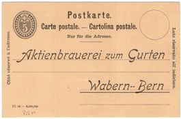 5 Rp. Postkarte mit Privatzudruck von WABERN-BERN