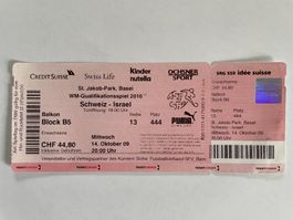 Ticket Schweiz - Israel, WM-Quali 2010