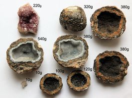 Quarz Geode Kristall Amethyst Anthophyllit Hermanover Kugel