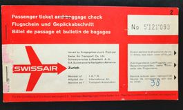 Swissair Flugticket 1956 vintage