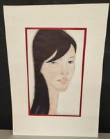 Frauenportrait Bleistift und Öl auf festem Papier