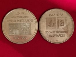 Medaille Briefmarken in Silber 2x1968