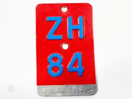 ZH 1984 84 Velonummer Fahrradnummer Nummernschild Zürich