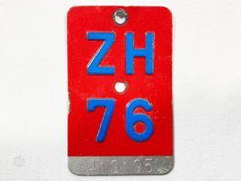ZH 1976 76 Velonummer Fahrradnummer Nummernschild Zürich