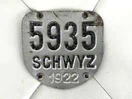 Velonummer Kanton Schwyz SZ von 1922