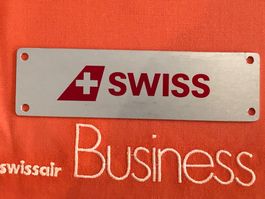 Swiss Airline trolley Schild.
