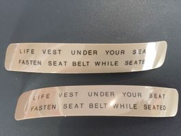 2 x ‘Life Jacket under seat’ stickers.