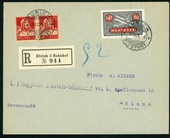 1925: Erstflug Zürich-Mailand, R-Brief