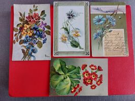 4 Ansichtskarten zum Thema Blumen