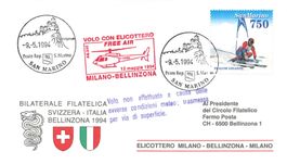Volo elicottero Milano Bellinzona aerofilatelia aerophil