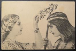 AK Damen mit Lorbeerkranz, 1915 (?)