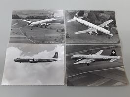 SWISSAIR _ DC-6 _ schwarz weiss _ kleine Postkarten Sammlung