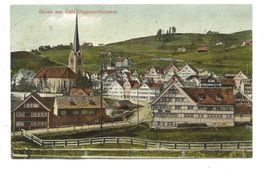 Gais (AR) Dorfpartie mit Kirche - Rest. Hirschen - 1911