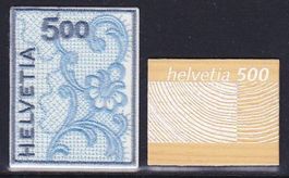 2004 Holzmarke 1x und 2000 Stickereimarke 1x ** Postfrisch**