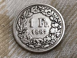 Schweiz 1 Franken 1887 Silber Rar