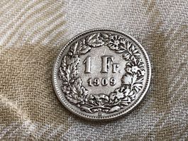 Schweiz 1 Franken 1909 Silber Rar