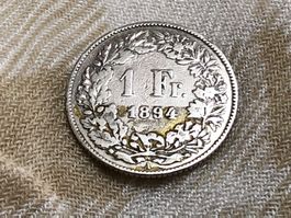 Schweiz 1 Franken 1894 Silber Rar