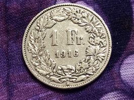 Schweiz 1 Franken 1916 Silber Rar