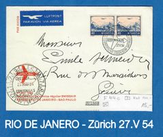 1954 Flugpostbrief Rio de Janeiro -Zürich  Marken F 44c 27.V