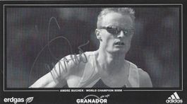 Autogrammkarte  ANDRE BUCHER - WORLD CHAMPION 800M