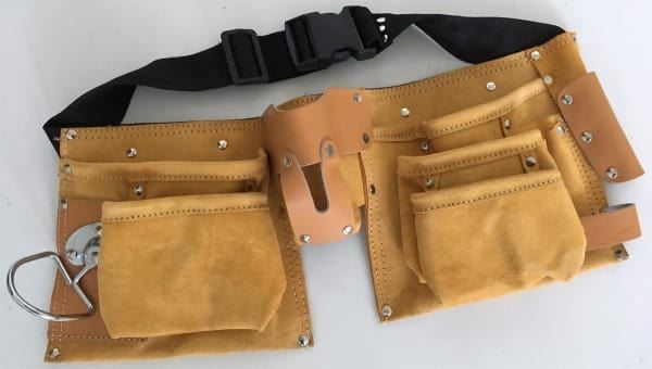 BBI Werkzeuggürtel Aus Leder - Schwarz, 4-in-1 Set Mit Schlüsselfrösche Und Halter