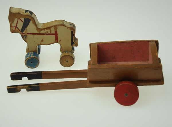 Holztiger Zugpferd Holzfigur – Handbemalt, Aus Massivem Ahorn/Buche, Ca. 15 X 15,5 Cm, Ungiftige Farben