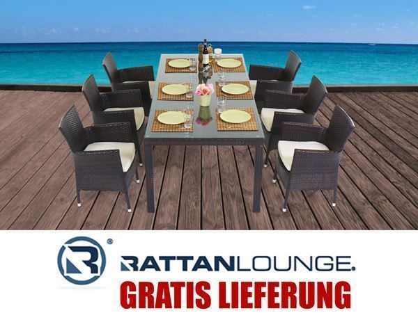 RATTAN GARTEN ESSTISCH - MIT 6 STÜHLEN kaufen auf ricardo.ch